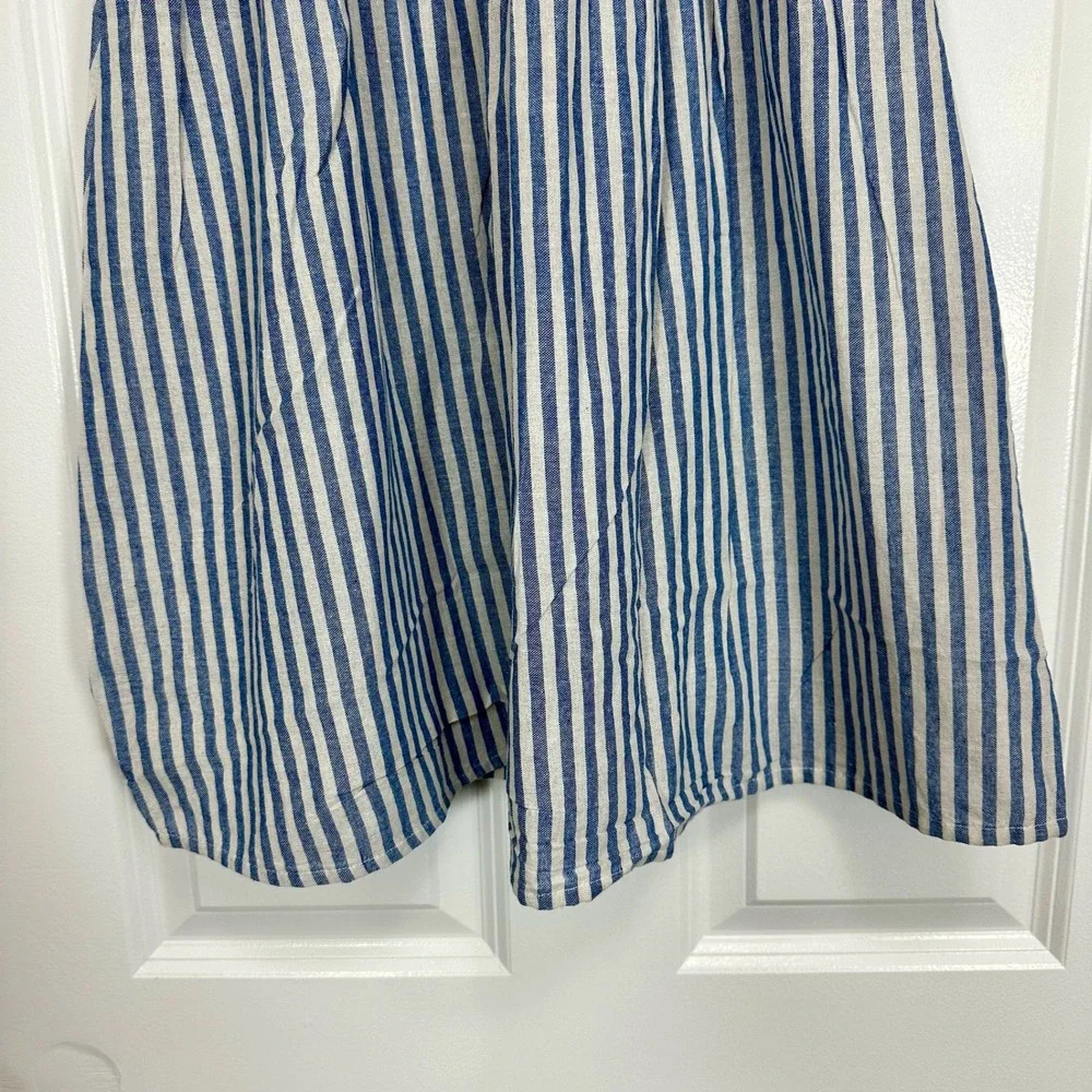 Indian Emporium Blue White Striped V Neck Camisole Dress Sundress‎ Beach